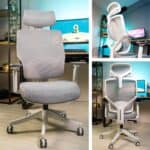 Cadeira Office DT3 Yura, ergonomica em Mesh Vintex-Y™+Tecido DT3 UltraSoft ™, apoio de cabeça 2D, braços 2D, ajuste manual de altura, suporta até 120kg e altura máx. de 1,75m(Grey)